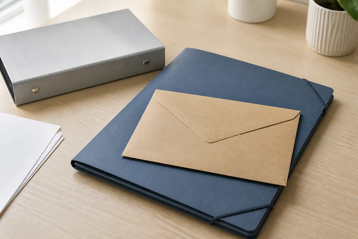 Une enveloppe recommandée et des documents administratifs sur un bureau